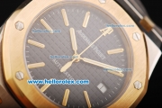 Audemars Piguet Royal Oak Swiss ETA 2824 Automatic Movement Black Dial with Gold Bezel and Two Tone Strap