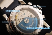 Ulysse Nardin Marine Swiss Valjoux 7750 Automatic Movement Blue Bezel-Silver Dial and Black Rubber Strap