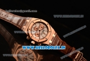 Audemars Piguet Royal Oak Chronograph Swiss Valjoux 7750 Rose Gold Case with Black Leather Strap White Dial and Gold Three Subdials 1:1 Original EF