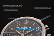 IWC Portuguese Chrono Miyota Quartz Steel Case with Black Dial and Arabic Numeral Markers