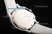 Chopard Happy Sport Chronograph Miyota Quartz Movement White Dial with Diamond Bezel and White Rubber Strap