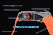 Richard Mille RM027-2 Miyota 9015 Automatic Carbon Fiber Case with Skeleton Dial Dot Markers and Orange Nylon Strap