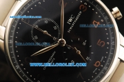 IWC Portuguese Chronograph Quartz Movement Full Steel with Black Dial