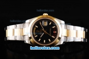 Rolex Day-Date II Oyster Perpetual Automatic Movement Two Tone with Gold Bezel-Black Dial and Stick Markers