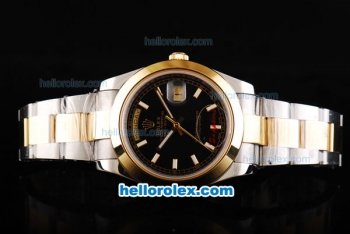 Rolex Day-Date II Oyster Perpetual Automatic Movement Two Tone with Gold Bezel-Black Dial and Stick Markers