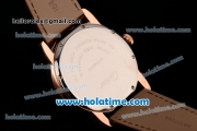 Cartier Ronde Solo Swiss ETA 2836 Automatic Rose Gold Case with Brown Leather Strap Black Roman Numeral/Diamond Markers and White Dial