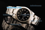 Rolex Explorer Automatic Movement Steel Case with Black Dial and Stick/Numeral Marker-SS Strap