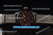 IWC Big Pilot Top Gun Miramar Edition Clone IWC 521111 Automatic Ceramic Case with Brown Dial and Army Green Leather Strap Stick/Arabic Numeral Markers