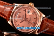 Rolex Day-Date Asia 2813/Swiss ETA 2836/Clone Rolex 3135 Automatic Rose Gold Case with Diamonds Markers and Pink MOP Dial (BP)