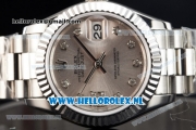 Rolex Datejust Swiss ETA 2671 Automatic Steel Case with Silver Dial Diamonds Markers and Steel Bracelet (BP)