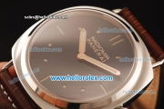 Panerai Radiomir Vintage 3646 Asia 6497 Manual Winding Steel Case with Black Dial and Brown Leather Strap