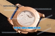 Cartier Calibre De Cartier Miyota 9015 Automatic Rose Gold Case with White Dial and Blue Leather Strap