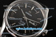 Omega De Ville Hour Vision Co-Axial Annual Calendar Clone 8500 Automatic Steel Case with Stick Markers and Black Dial - 1:1 Original