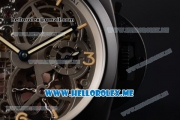 Panerai Luminor 1950 Tourbillon GMT PAM00528 Asia ST22 Manual Winding Ceramic Case with Skeleton Dial and Brown Leather Strap Stick/Arabic Numeral Markers