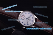 IWC Portugieser Asia 6497 Manual Winding Steel Case with White Dial and Brown Leather Strap