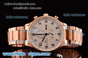 IWC Portuguese Chrono Japanese Miyota OS10 Quartz Rose Gold Case with Numeral Markers White Dial and Rose Gold Strap