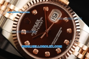 Rolex Datejust Oyster Perpetual Automatic Movement Steel Case with Brown Dial and Rose Gold Bezel-Two Tone Strap