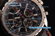 Breitling Bentley Barnato Chrono Japanese Miyota OS20 Quartz Stainless Steel Case with Black Leather Strap Stick Markers and Black Dial