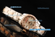 Rolex Datejust Oyster Perpetual Automatic Movement Silver Dial with Diamond Rose Gold Bezel and Two Tone Strap-Lady Model