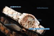 Rolex Datejust Oyster Perpetual Automatic Movement Silver Dial with Diamond Rose Gold Bezel and Two Tone Strap-Lady Model