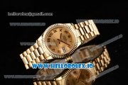 Rolex Datejust Swiss ETA 2671 Automatic Yellow Gold Case with Yellow Gold Dial Roman Numeral Markers and Yellow Gold Bracelet (BP)