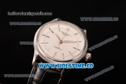 Rolex Cellini Time Asia 2813 Automatic Steel Case with White Dial Black Leather Strap and Stick Markers