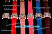 Cartier Tank Anglaise Swiss Quartz Steel Case with Red Leather Strap White Dial and Black Markers