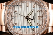 Patek Philippe Nautilus Miyota 9015 Automatic Rose Gold Case White Dial With Stick Markers Rose Gold Bracelet