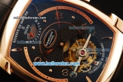 Parmigiani Kalpa XL Swiss Tourbillon Manual Winding Movement Rose Gold Case with Black Dial and Black Leather Strap