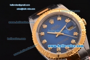 Rolex Datejust Automatic Two Tone with Gold Bezel,Blue Dial and Diamond Marking