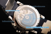 Ulysse Nardin Marine Swiss Valjoux 7750 Automatic Movement Blue Bezel-Silver Dial and Black Rubber Strap