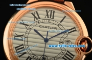 Cartier Ballon Bleu De Swiss ETA 2836 Automatic Rose Gold Case/Bezel with Brown Leather Strap White Dial Roman Markers