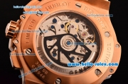 Hublot Big Bang Swiss Valjoux 7750 Automatic Movement Rose Gold Case with Diamond Bezel-White Dial and Rose Gold Markers-White Rubber Strap