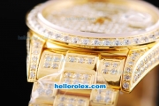Rolex Day-Date Oyster Perpetual Swiss ETA 2836 Automatic Movement ETA Case Full Gold and Diamond with Diamond Dial