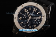 Hublot Big Bang Swiss Valjoux 7750 Automatic Movement PVD Case with Black Dial-Silver Markers and Steel Bezel