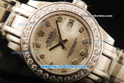 Rolex Datejust Automatic Movement ETA Coating Case with Silver Dial and Diamond Bezel-Lady Model