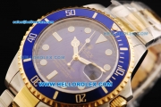 Rolex Submariner Swiss ETA 2836 Automatic Movement Steel Case with Blue Dial and Two Tone Strap 43mm