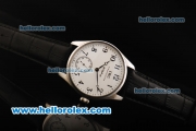 IWC Schaffhausen Swiss ETA 6497 Manual Winding Movement Steel Case with White Dial and Black Leather Strap