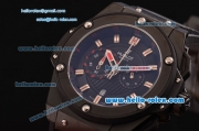 Hublot King Power Chronograph Miyota OS20 Quartz PVD Case with Black Rubber Strap Stick Markers and Black Dial