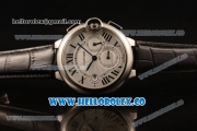 Cartier Ballon Bleu De Chrono Swiss Valjoux 7750 Automatic Steel Case with White Dial Roman Numeral Markers and Genuine Leather Strap