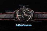 Tag Heuer Grand Carrera Calibre 36 Chronograph Miyota Quartz Movement PVD Case with Black Dial and Silver Stick Markers-Black Leather Strap