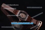 Richard Mille RM052 Miyota 9015 Automatic PVD/Rose Gold Case with Skull Dial and Dot Markers Brown Rubber Strap