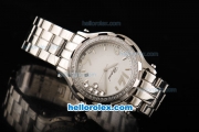 Chopard Happy Sport Miyota Quartz Movement Silver Markers with Diamond Bezel and White Dial-Lady Size