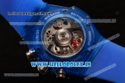 Hublot Big Bang Unico Blue Sapphire Chrono Swiss Valjoux 7750 Automatic Rubber Case Skeleton Dial With Stick/Arabic Numeral Markers Blue Rubber Strap