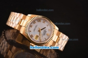 Rolex Datejust Swiss ETA 2836 Automatic Rose Gold Case/Strap with White Dial and Roman Markers