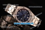 Audemars Piguet Royal Oak 33MM Miyota Quartz Steel Case/Bracelet with Blue Dial Stick Markers and Diamonds Bezel (EF)