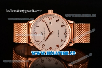 IWC Portugieser Asia 2813 Automatic Full Rose Gold with White Dial and Rose Gold Arabic Numeral Markers