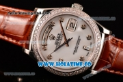 Rolex Day-Date Asia Automatic Steel Case with Diamonds Markers White MOP Dial and Diamonds Bezel (BP)