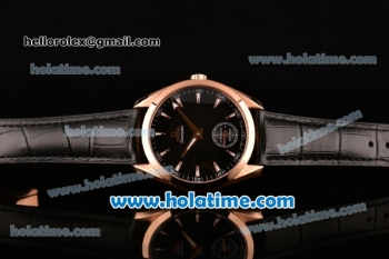 Omega Seamaster Aqua Terra 150 M Small Seconds 6497 Manual Winding Rose Gold Case with Black Dial and Black Leather Strap