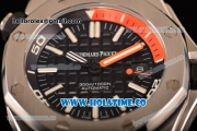 Audemars Piguet Royal Oak Offshore Diver Asia Automatic Steel Case with Black Dial Orange Rubber Strap and White Stick Markers (EF)